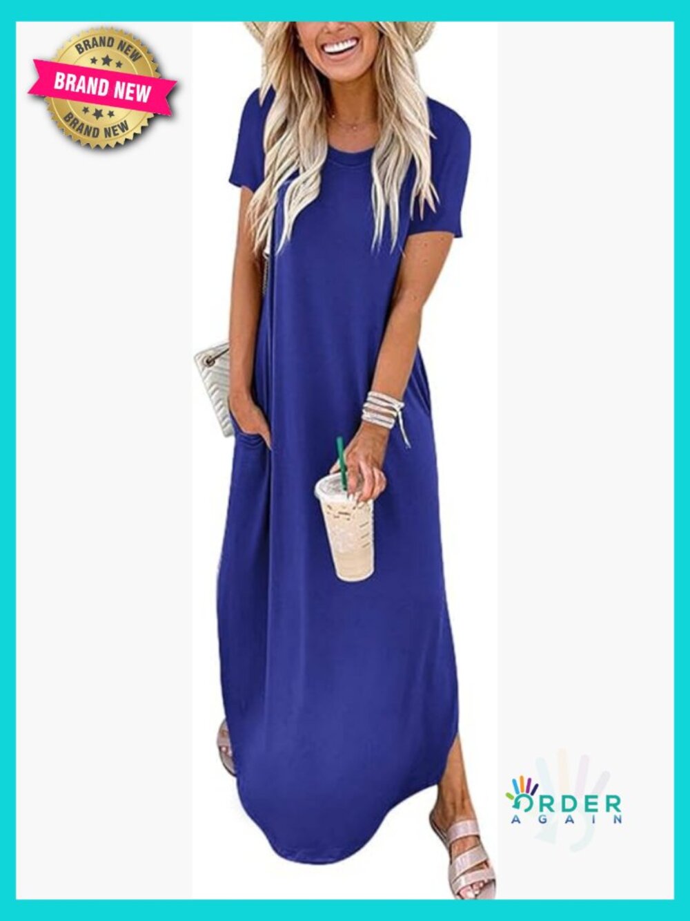 Summer Maxi Dress Casual Loose Fit Split Hem Beach Vacation Boho Chic